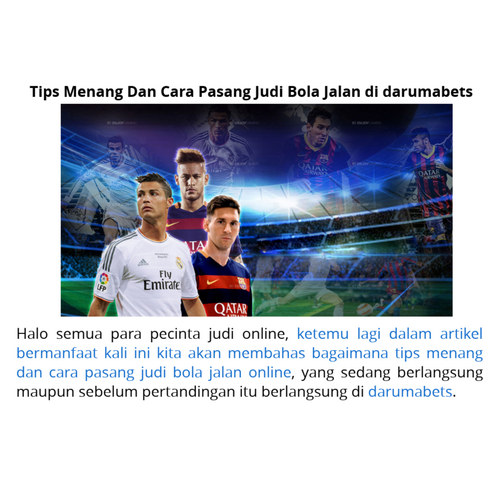 Tips Menang Dan Cara Pasang Judi Bola Jalan di darumabets