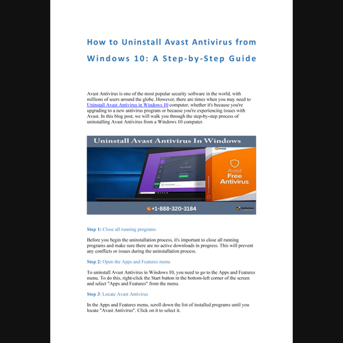 Uninstall avast antivirus in windows 10