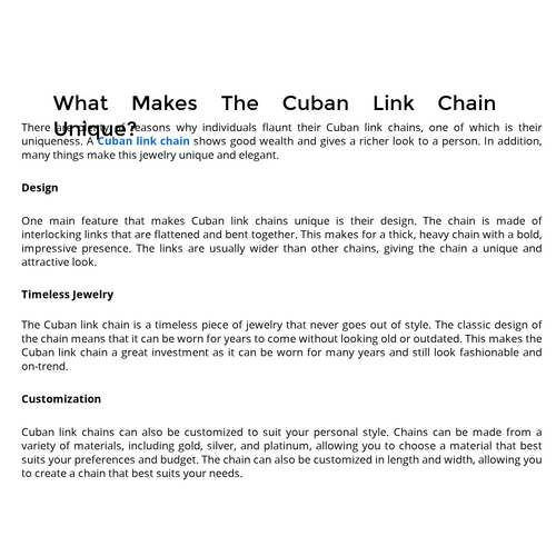 What Makes The Cuban Link Chain Unique?