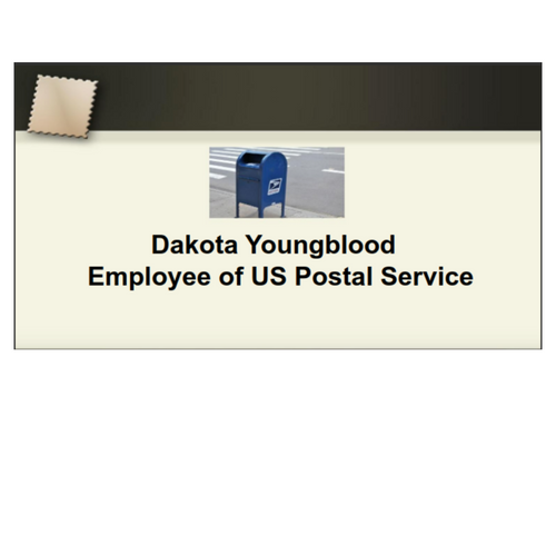 Dakota Youngblood Employee of US Postal Service