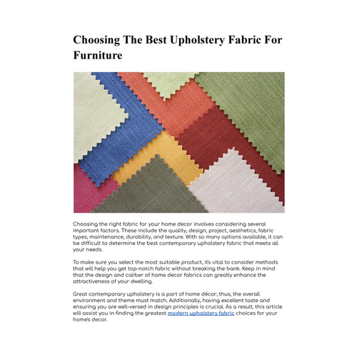 Choosing The Best Upholstery Fabric For Furniture