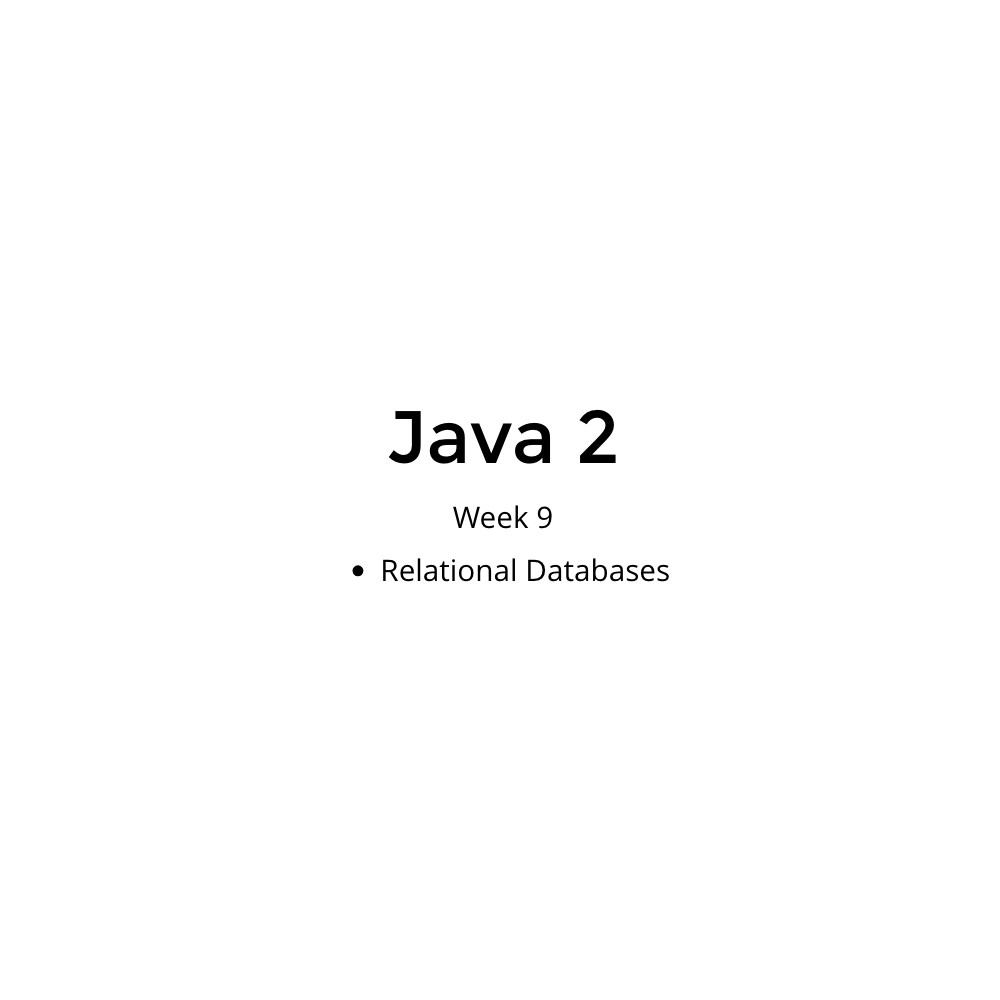 Java 2 - Week 7