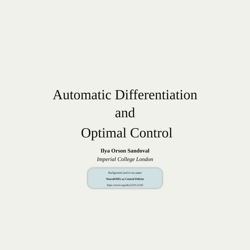 Automatic Differentiation and Optimal Control
