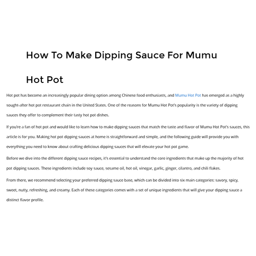 How To Make Dipping Sauce For Mumu Hot Pot